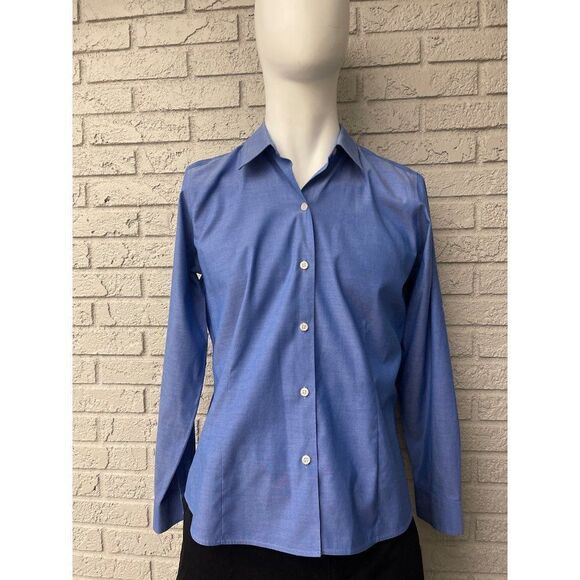 Eddie Bauer Blue Stretch Wrinkle Resistant Button Down Shirt Size L - Picture 1 of 6